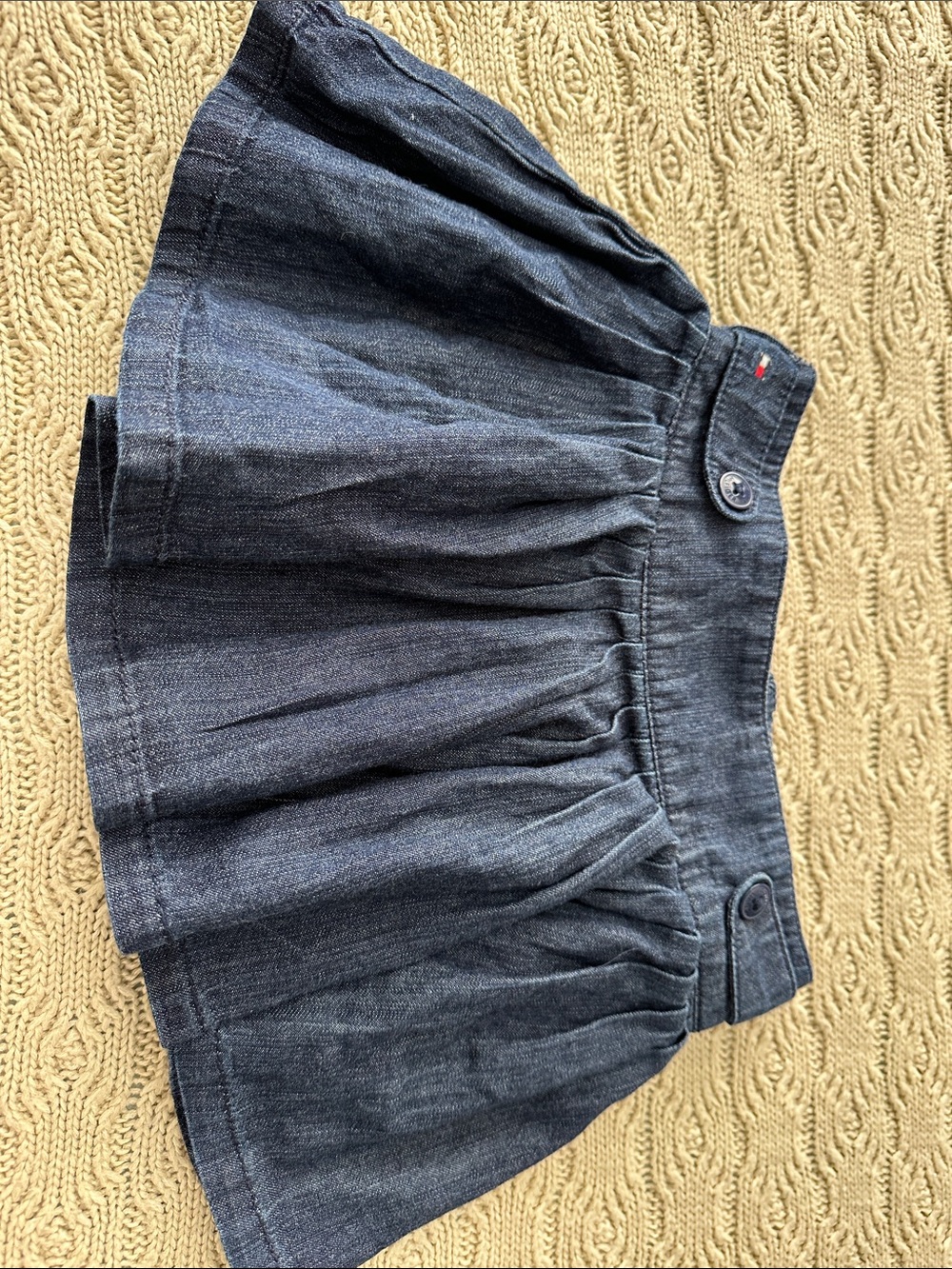 Tommy Hilfiger Girls' Dark Blue Denim Skirt with Buttoned Waist